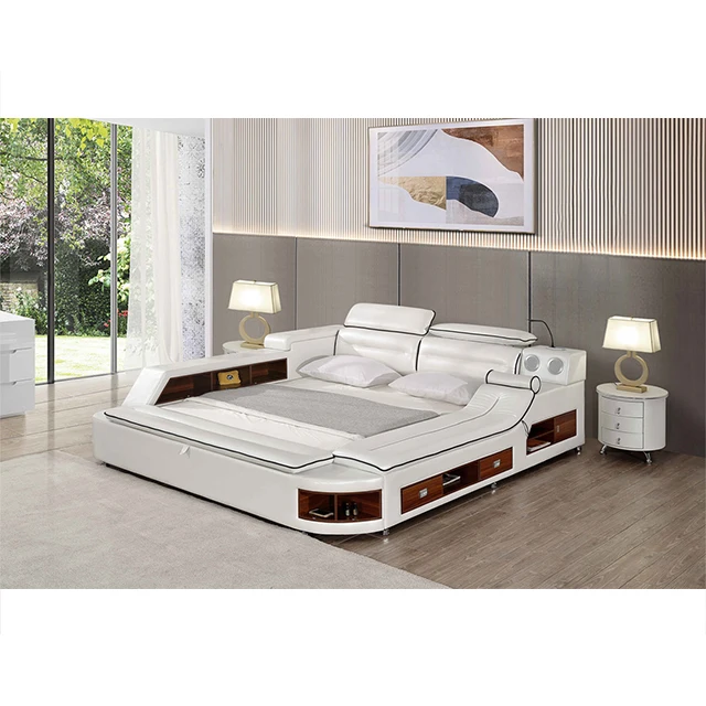 Modern Leather Fabric Bed 4 Drawer Luxury Leather Beds