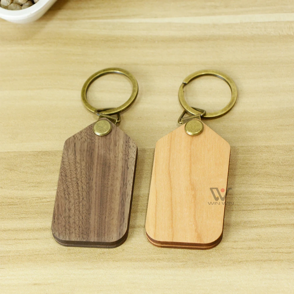 Blank Square Shaped Wood Photo Keychain Custom Logo Wood Keychains For Gift Lovers And Family