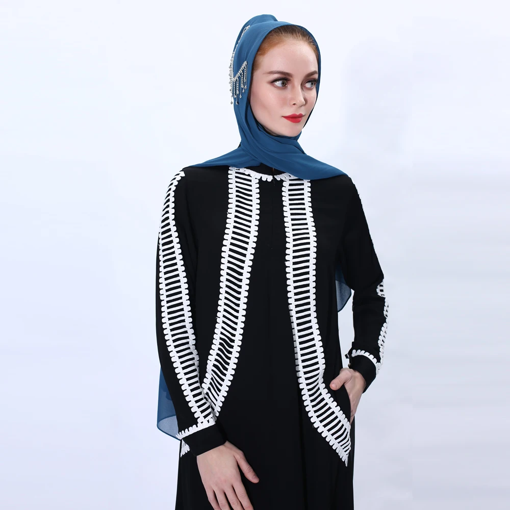 2022 New Designs solid plain color shawl handmade diamond Muslim scarf pearl chiffon hijab