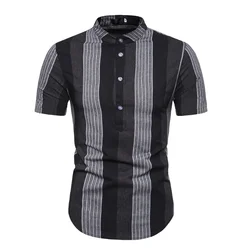 Latest style striped design short sleeve slim fit African clothing men t shirts