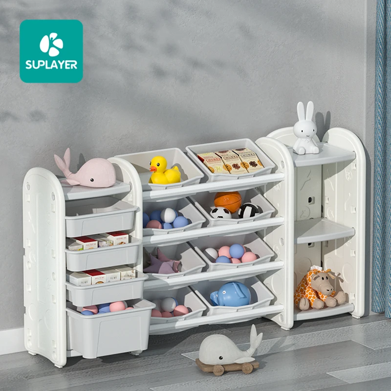 Baby Furniture Custom Plastic Movable Chest Corner Cupboard Rack Drawer Toys Storage Children Kids Cabinets for Kindergarten Use