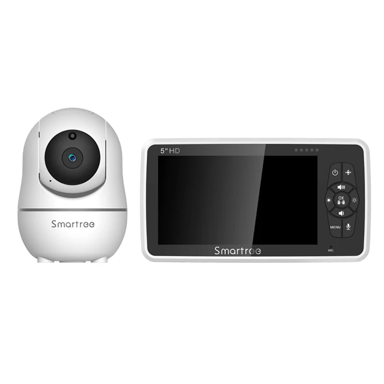Инновационных Смарт 720*1080P HD монитор 5-дюймовый белый видео и аудио домашней безопасности функции панорамирования, наклона и температура Cry обнаружения радионяня