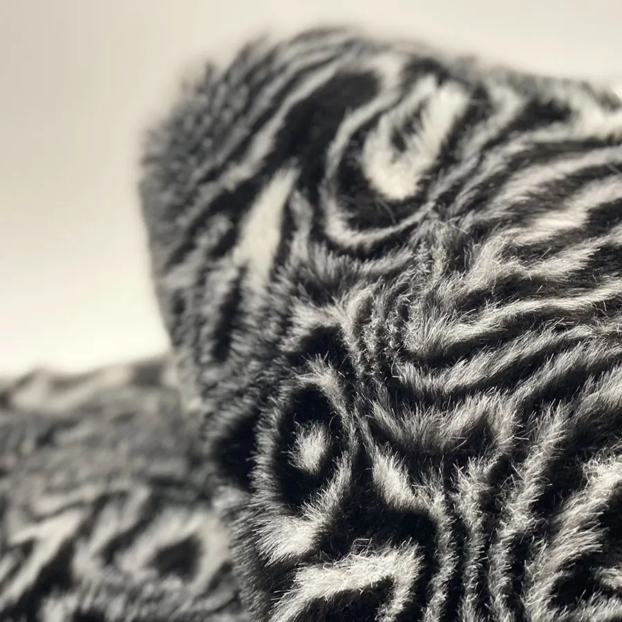 10mm 12mm creative marble pattern design black white knitting long plie fleece fabric artificial fake fur