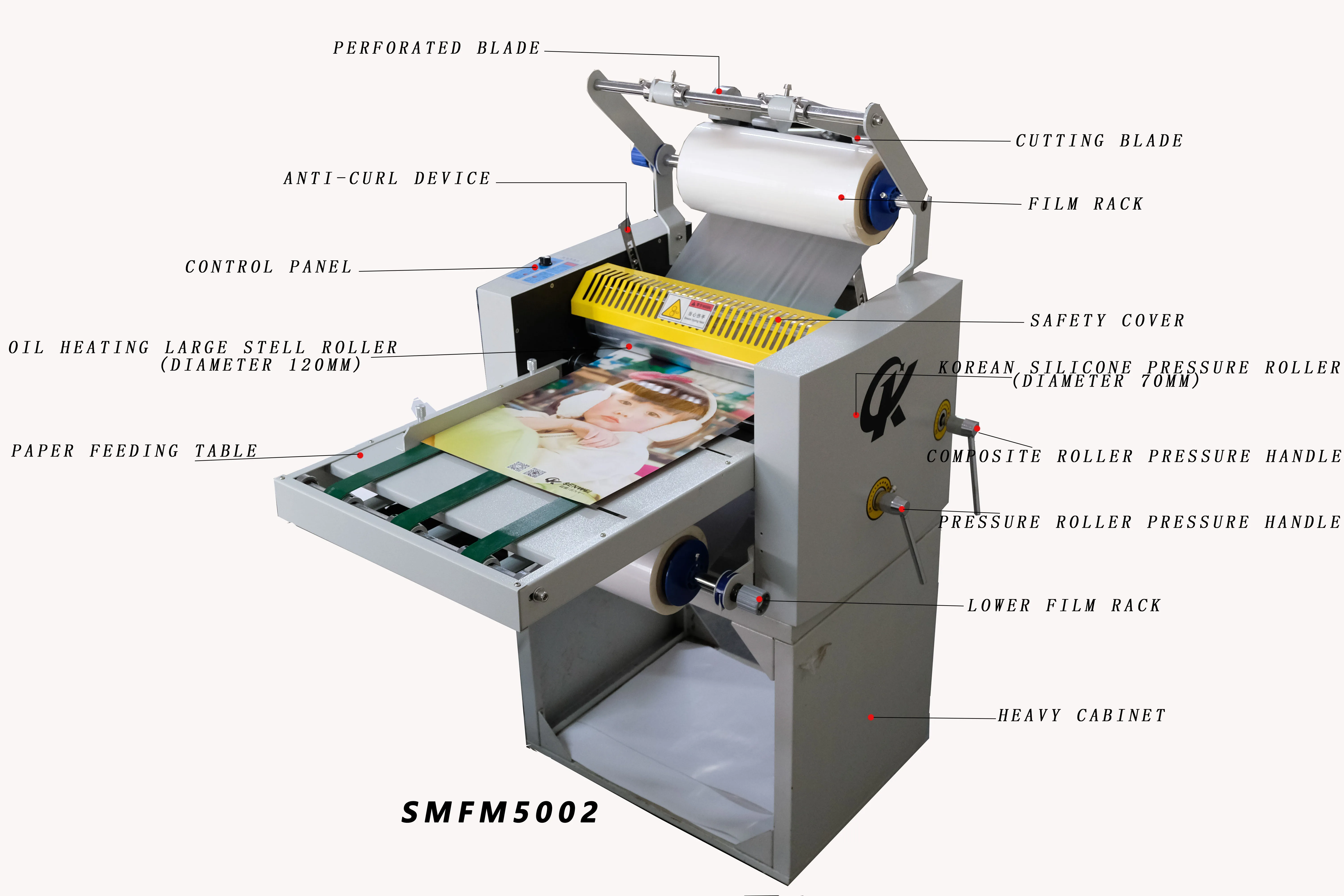 SMFM5002 Hot Selling Cheap Small Office Desktop Cold And Hot Laminating Machine Four Rolls Laminating Machine With Low Price