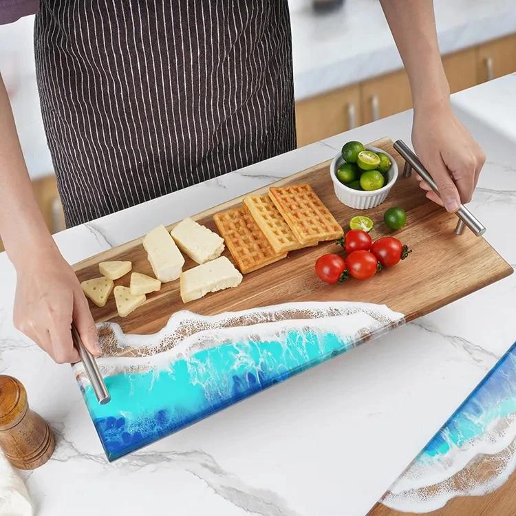 Beautiful Design Wooden Charcuterie Serving Board Wood and Resin Cutting Board
