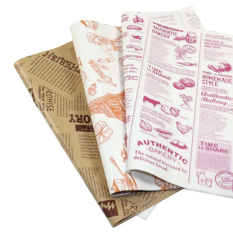 Custom Printed Logo Size Wrap For Food Grade Butcher  Wax Paper Burger Greaseproof Deli Meat Wrapping PE Coated Sandwich Paper