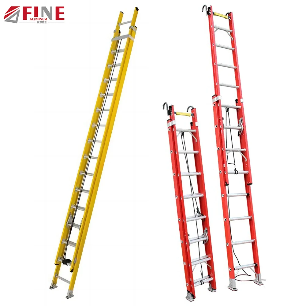En131 16ft 20ft 24ft 28ft 32ft 36ft 40ft Fiberglass Rope Extension Ladder