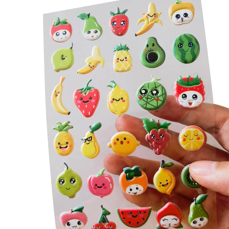 Cute Fruits Stickers Factory Direct Sales 3D Cartoon Puffy Stickers For Kids