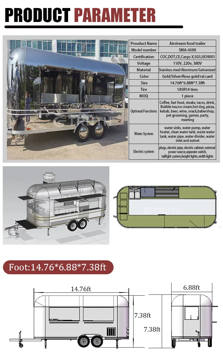 Truth mobile foodtruck Фастфуд грузовик полностью оборудованный продовольственный концессионный прицеп