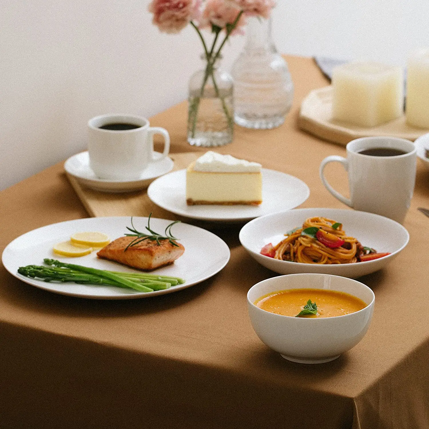 White Ceramic Soup Bowl Cereal Round Ceramic Porcelain Bowls Household Dinner Serving Salad Dough Fruit Soups Rice Bowl Sets