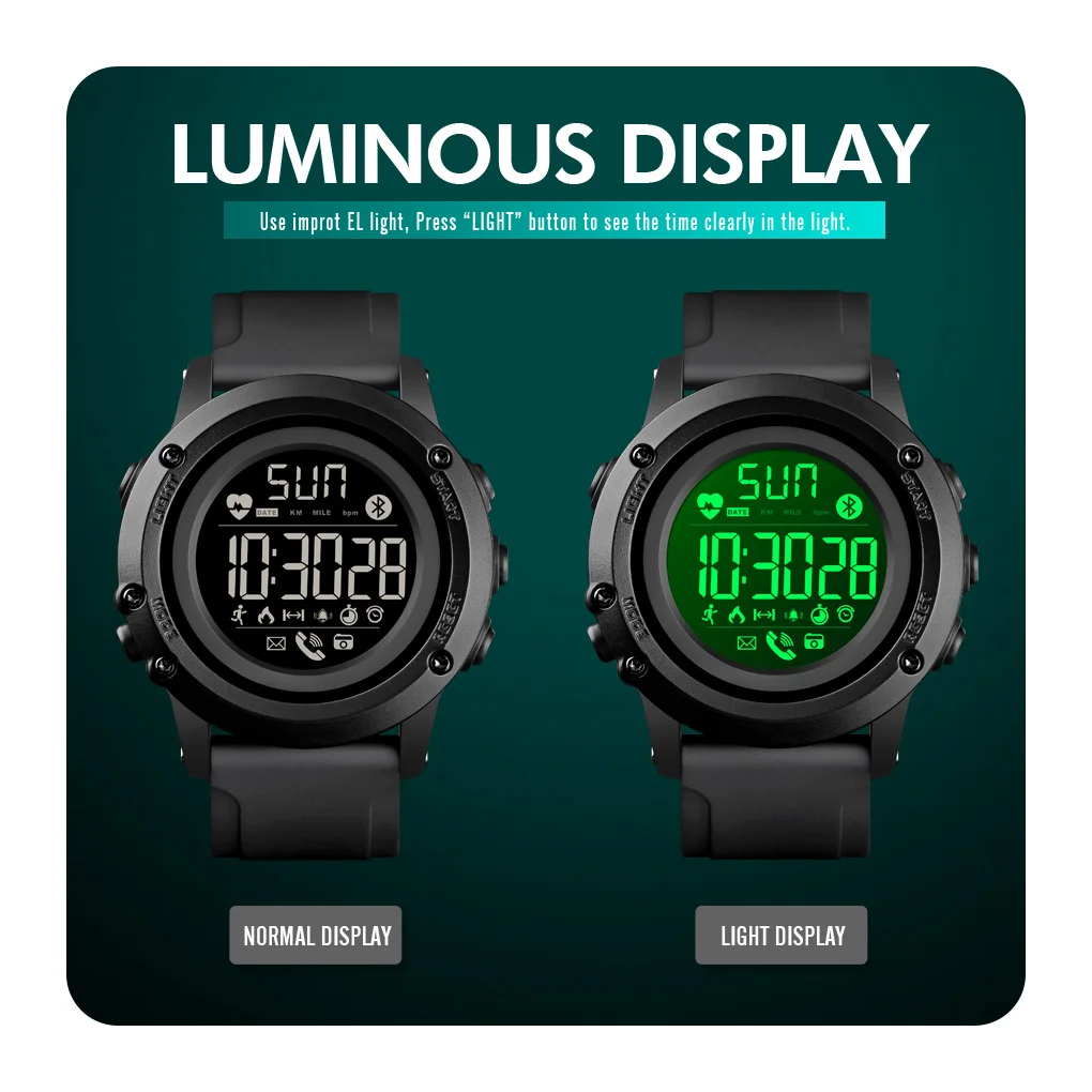 SKMEI 1671 Heart Rate Monitor Watch Waterproof Sport Smart Watch