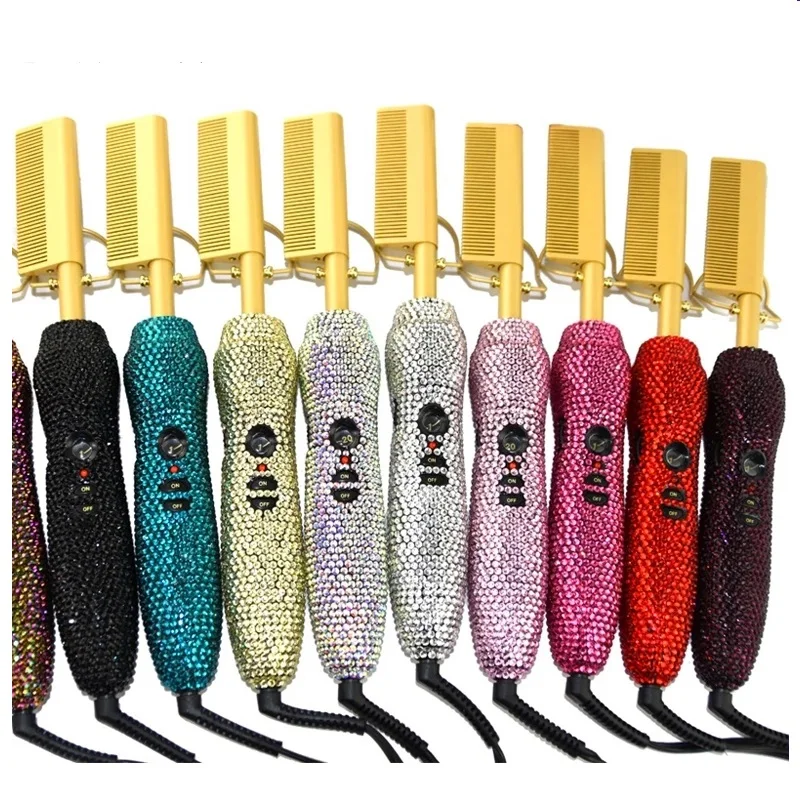 Diamond Cordless Electric Hair Straightener	 Mini Portable 500 Degrees Bling Hot Combs