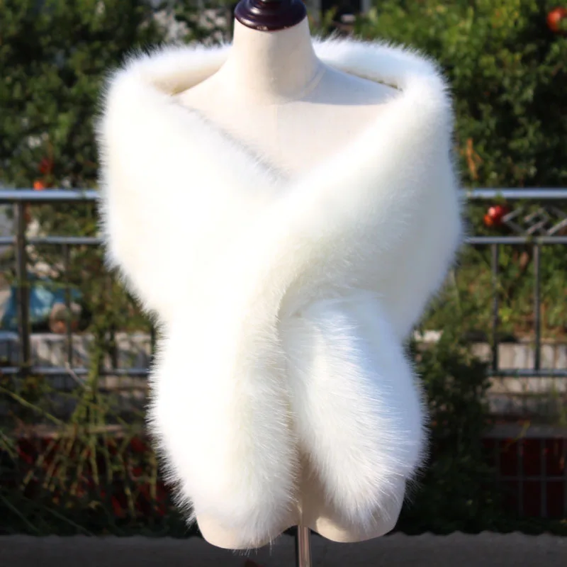Winter New Big Shawl Imitation Fur Wedding Dress Evening Dress Imitation Raccoon Fox Fur Shawl Neck Scarf Trendy Women