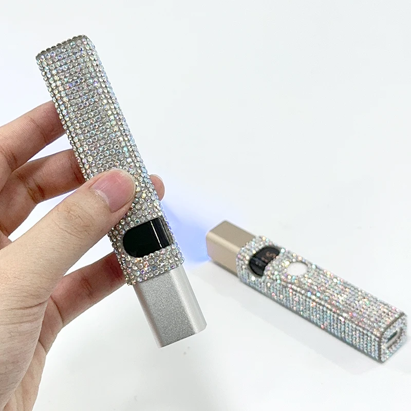Bling Colored Diamond Portable Rechargeable  3W Handheld Mini Nail Lamp