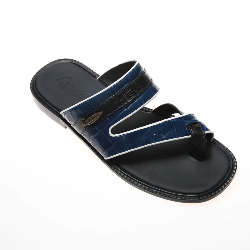 Men new styles men casual leather trending custom made leather slippers for men