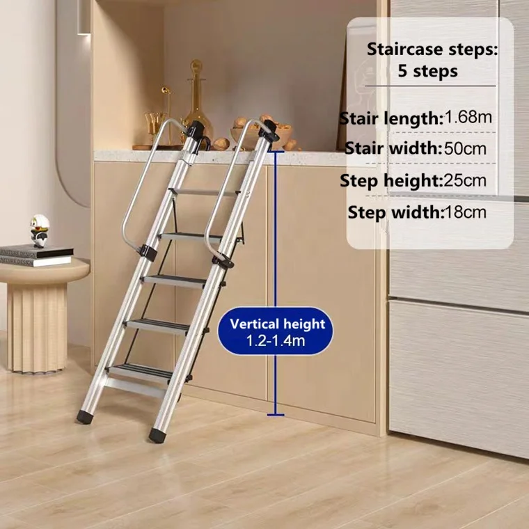 High quality wall mounted ladder ceiling aluminum folding ladder/folding attic stairs with handrail