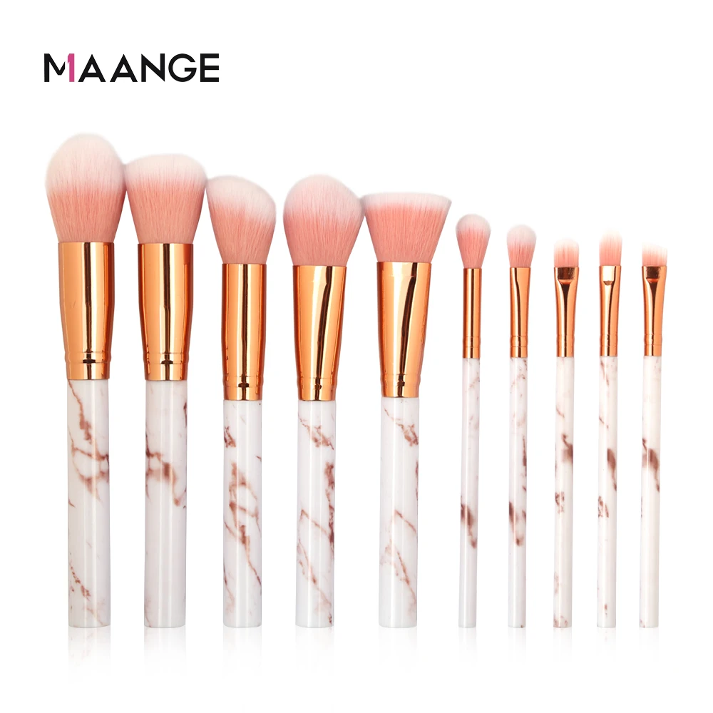 Maange 10pcs Marble Makeup Brush High Quality Cosmetic Make Up Brushes Low Moq Custom Logo Private Label Makeup Brushes Set