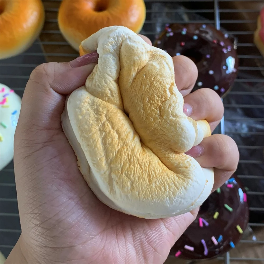 Simulated Donuts Round Toys Food Handmade Soft PU Bagel Colored Needles Pink Wall Decoration Squishy Cake Candy DIY Show Gift