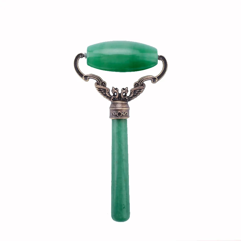 Private Label Natural Green Aventurine Facial Slimming Roller Gemstone Jade Stone Gua Sha Massage Tool