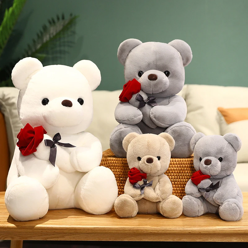 Hot Selling Cute Valentines Day Mother Day Gift Stuffed Animal Plush Toys Rose Teddy Bear
