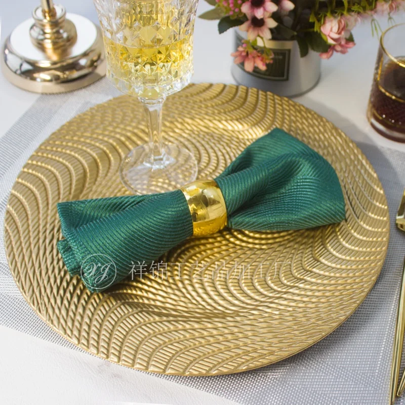 XiangJin Modern Gold Plastic Charger Plate Decorative Wedding Tableware Dishes Made with PP Material