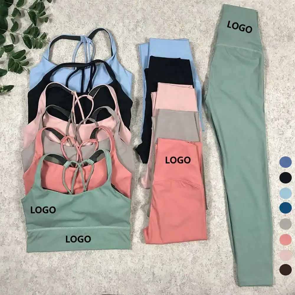 New Style Sportswear Workout Outfit Yoga Suit High Waist Leggings Sports Bra Gym Fitness Yoga Set Women Gym 2 Piece Sets