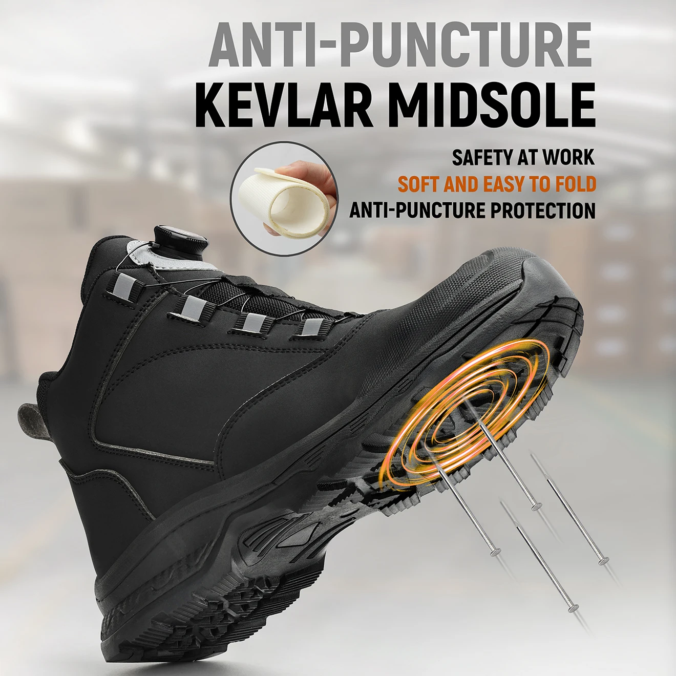 Qiaodisen brand anti puncture oil resistant Rubber outsole black safety shoes for men and women