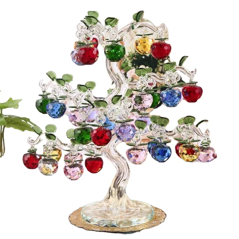 2023 Wholesale Factory handmade Cheap Crystal Apple Tree Home Decoration Crystal Arts