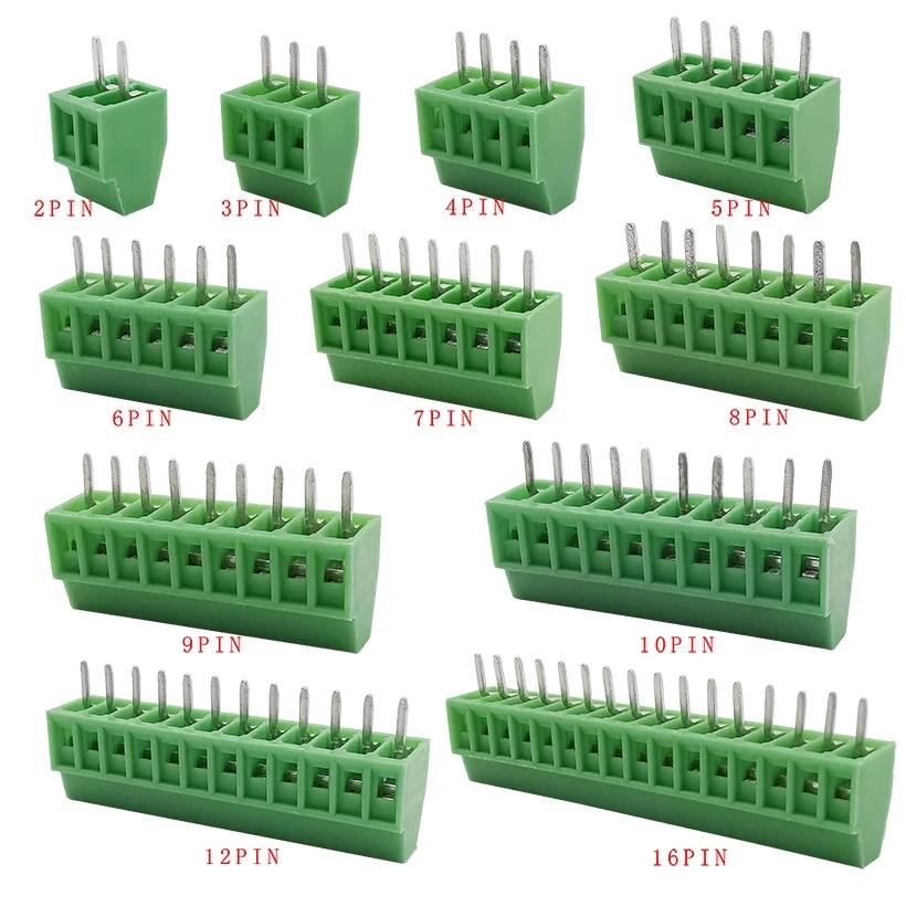 Автомобильная Клеммная колодка KF128 2 54 мм PCB винтовая коннектор 2P 3P 4P 5P 6 P 7P 8P 9P 10P 12P 16 Pin для кабельной клеммной колодки