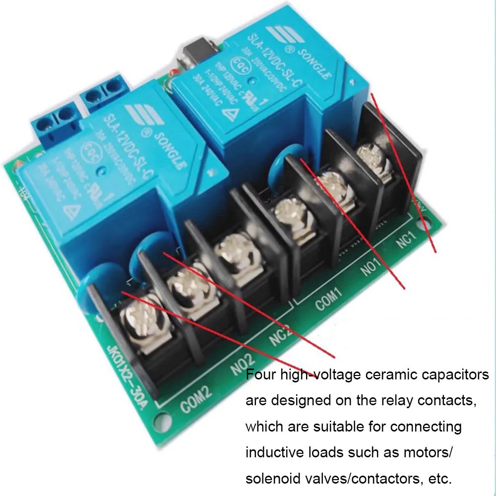 Taidacent 12V 24V 30A 2CH Multifunction DC/AC Servo Motor Controller Relay Board Forward Reverse Dual Way Relay Switching Module