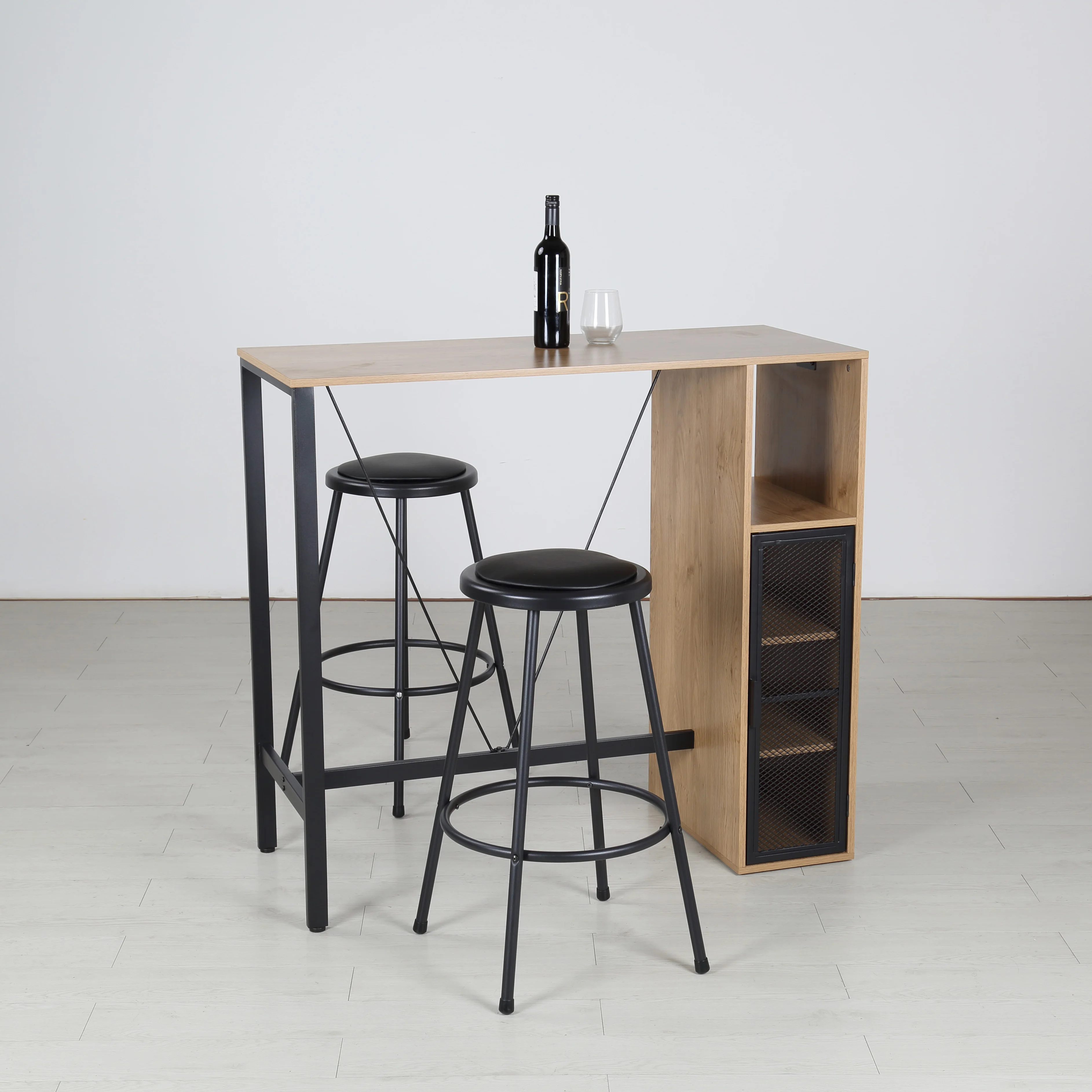 Европейский деревянный барный стол с 2 стульями, металлическая древесина для комнатной гостиной