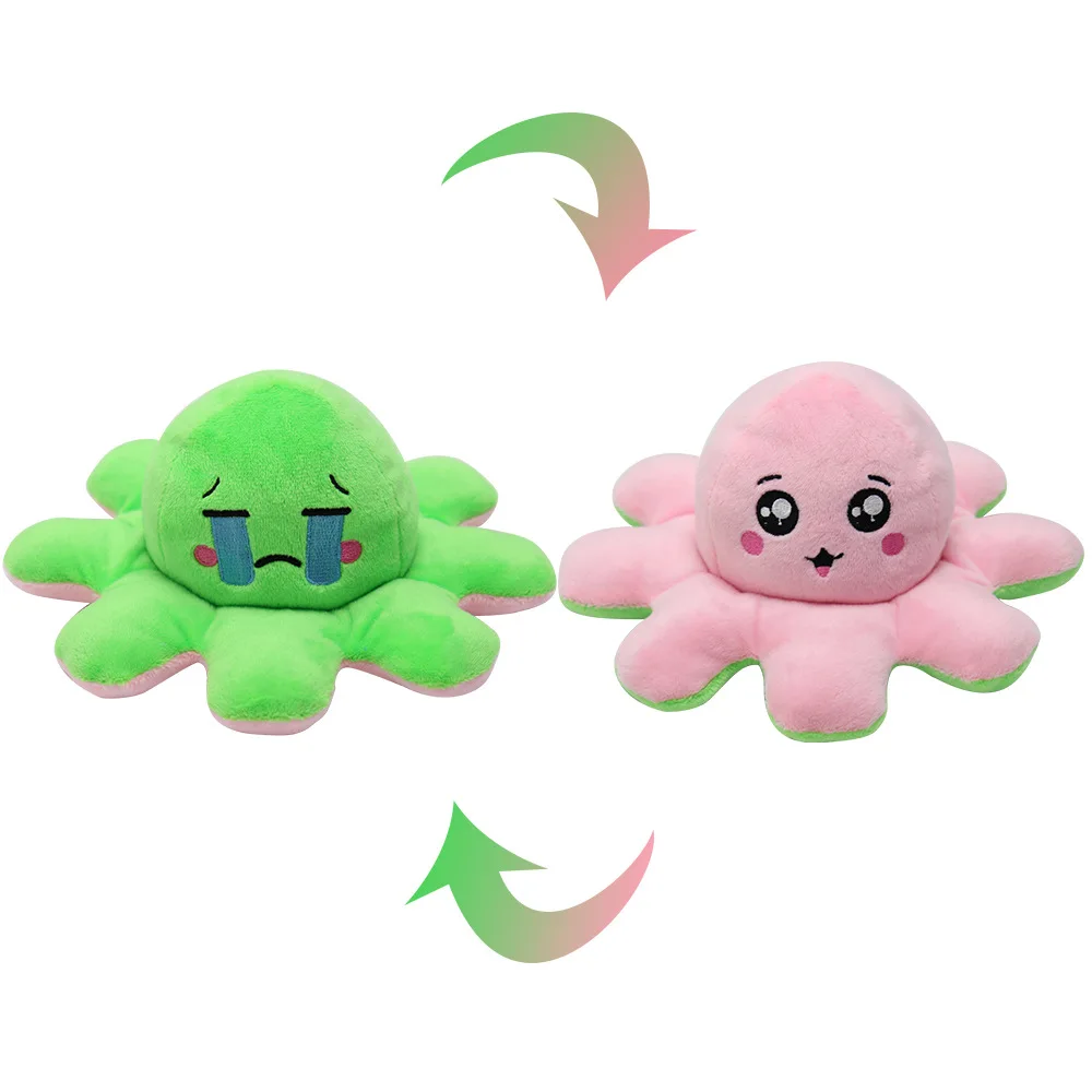
New creative cute mascot octopus plush toy cute double-sided plush animal reversible flip mood octopus plush 