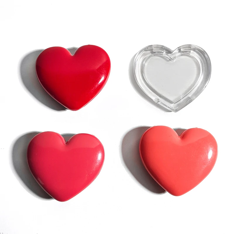 Custom empty blush face makeup powder case palette container pressed powder compact case heart container plastic