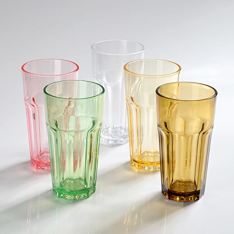 630ml Acrylic Octagonal Commercial Whiskey Cocktail Glass KTV Bar  PC Plastic Water Cup Beer Glass 630ml unbreakable