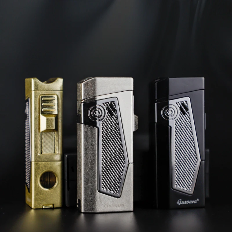 Multifunctional Zinc alloy cigar lighter four jet flame with needle punch