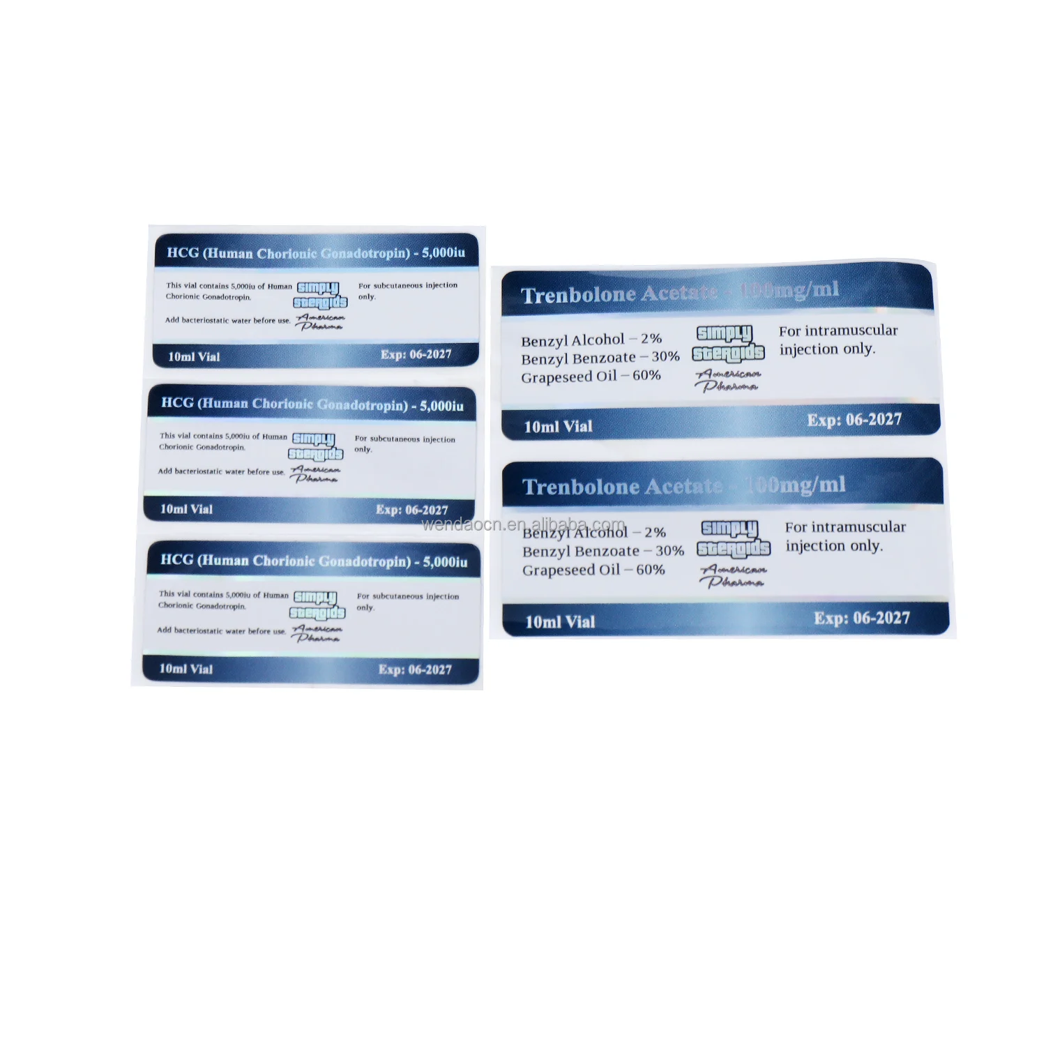 hologram foil peptide injection 2ml 10ml vial pharmaceutical bottle label for vials