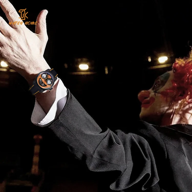 Unique 42mm Ultra Thin Moon Phase Automatic Self Winding Mechanical Watches For Joker Hallowmas Men Night Light Watch