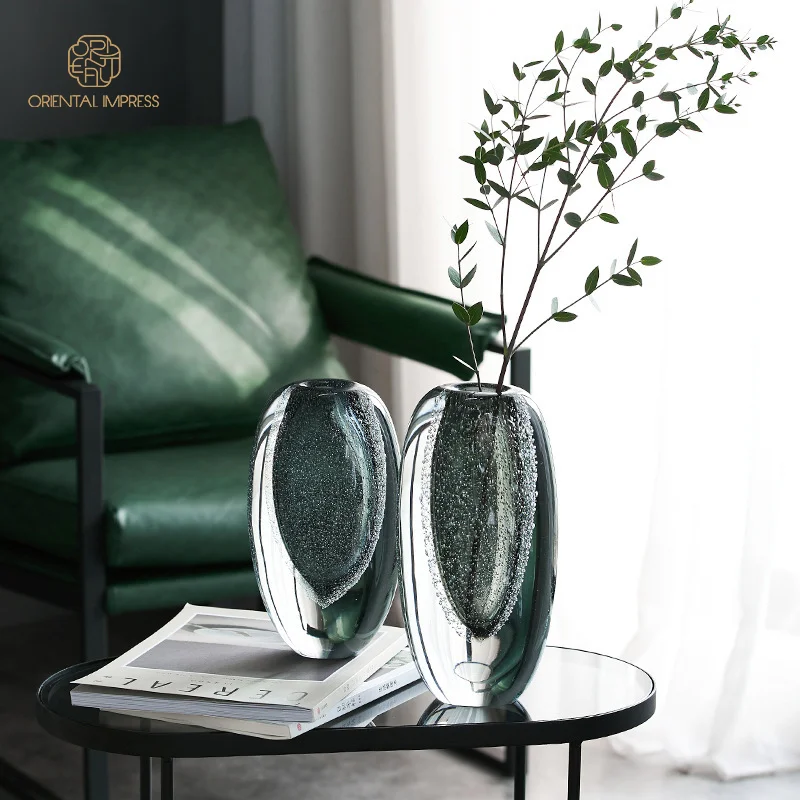 2023 Blown Wedding Flower Vases Bubble Crystal Glass Vase for Decoration