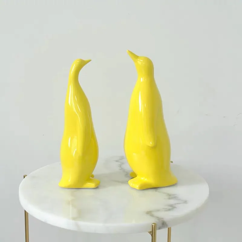 Белые недорогие милые фарфоровые статуэтки для домашнего декора, керамические фигурки пингвина на заказ