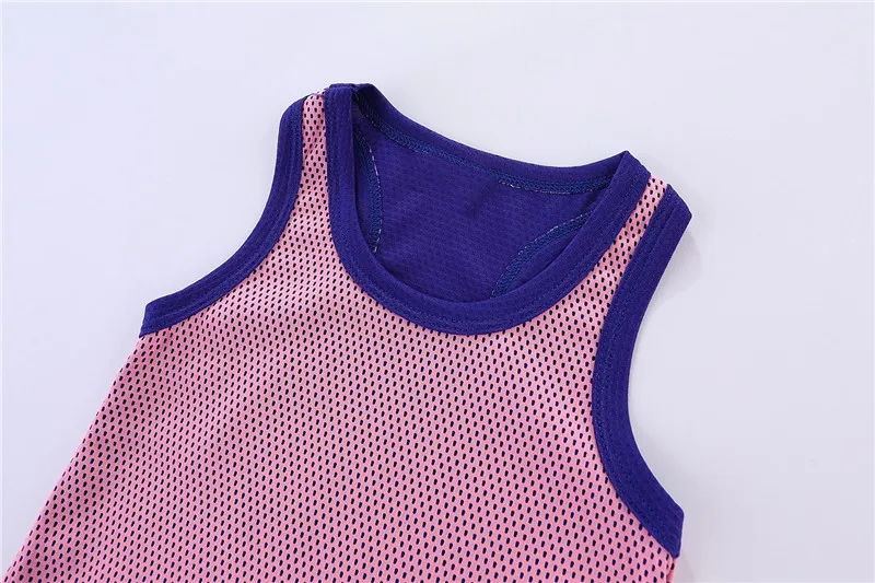 Hot Sale boys 100% polyester wearable mesh tracksuit sleeveless O-neck shorts 2 pieces set basketball sets for kid