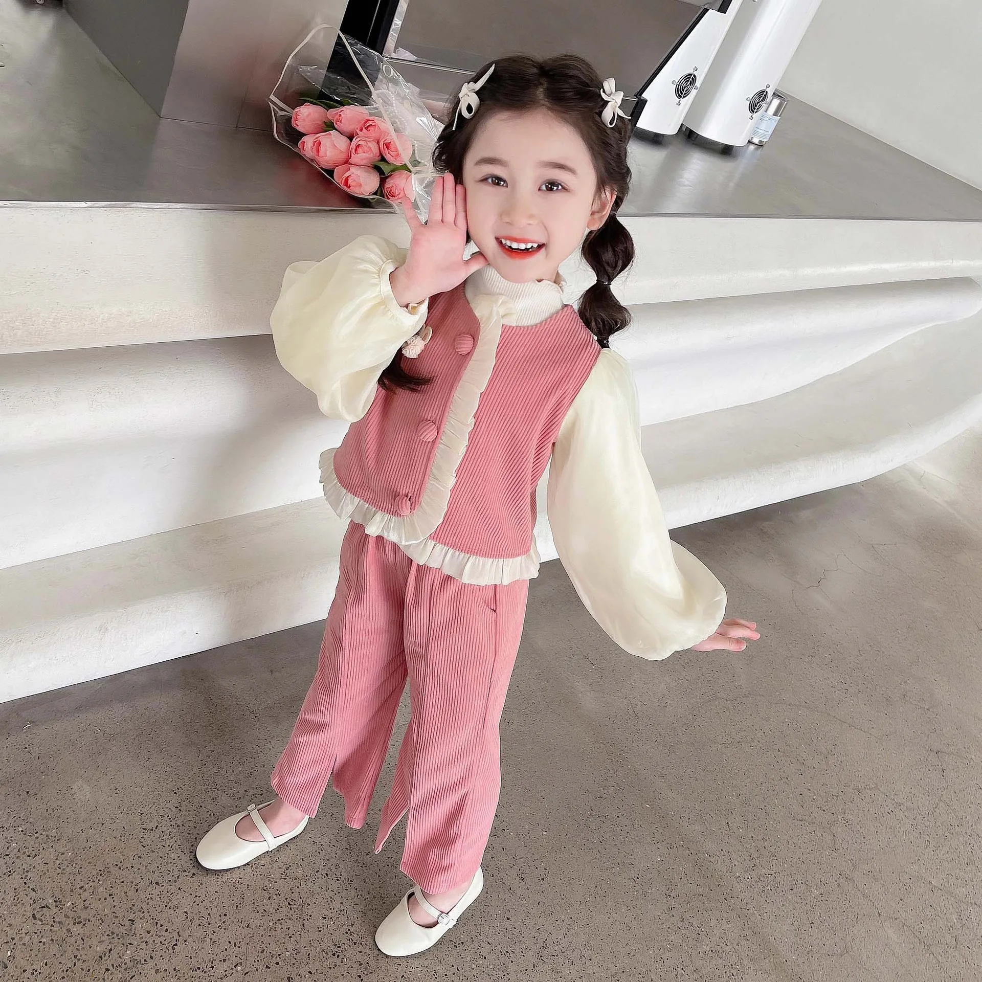 Wholesale Fashion Spring Baby Wear Autumn 2pcs Kids Dress Suits Casual Girls Clothes Sets