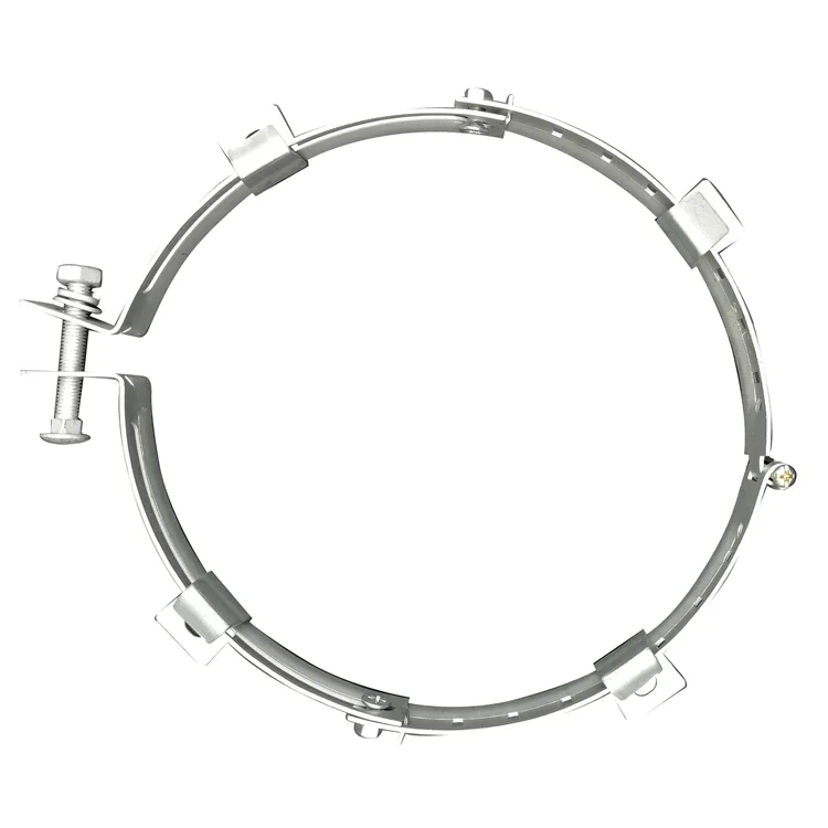 FTTH Adjustable Pole Mounting Cable Hoop Clamp Range 135-230mm Stretching Resistance Carbon Steel Anchor Fittings