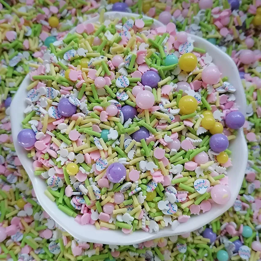 1kg DIY Craft Slime Spring Polymer Sprinkles Slices Easter Cracked Egg Rabbit Bunny Tulip Flower Polymer Clay  Sprinkles