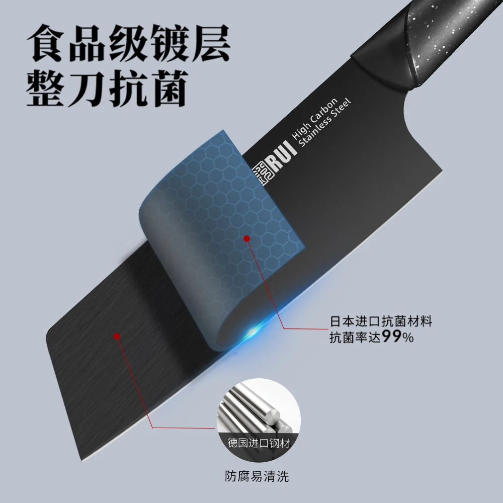 RUI Kitchen Knife Set Stainless Steel  Chef Cleaver Knife  for Home Food Baby Cutting Colorful Slicing Knife