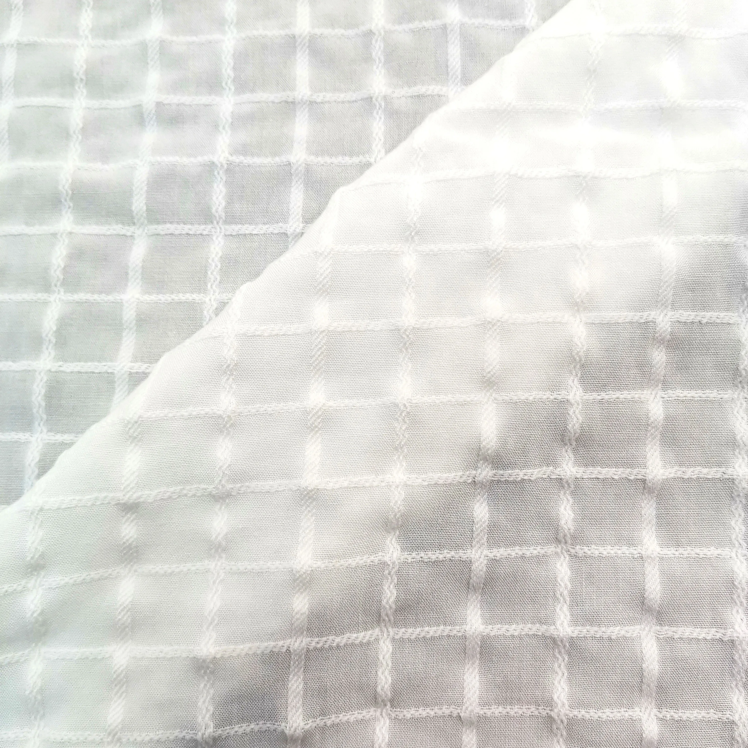 SISITEX  Terylene cotton check seersucker  jacquard fabric texture jacquard fashion clothing for women  children SS18691