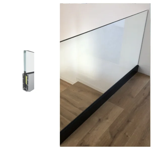 Garde-corps en verre intérieur sur escalier Privacy Glass Balustrades Residential Aluminum U Channel Tempered Glass Fence