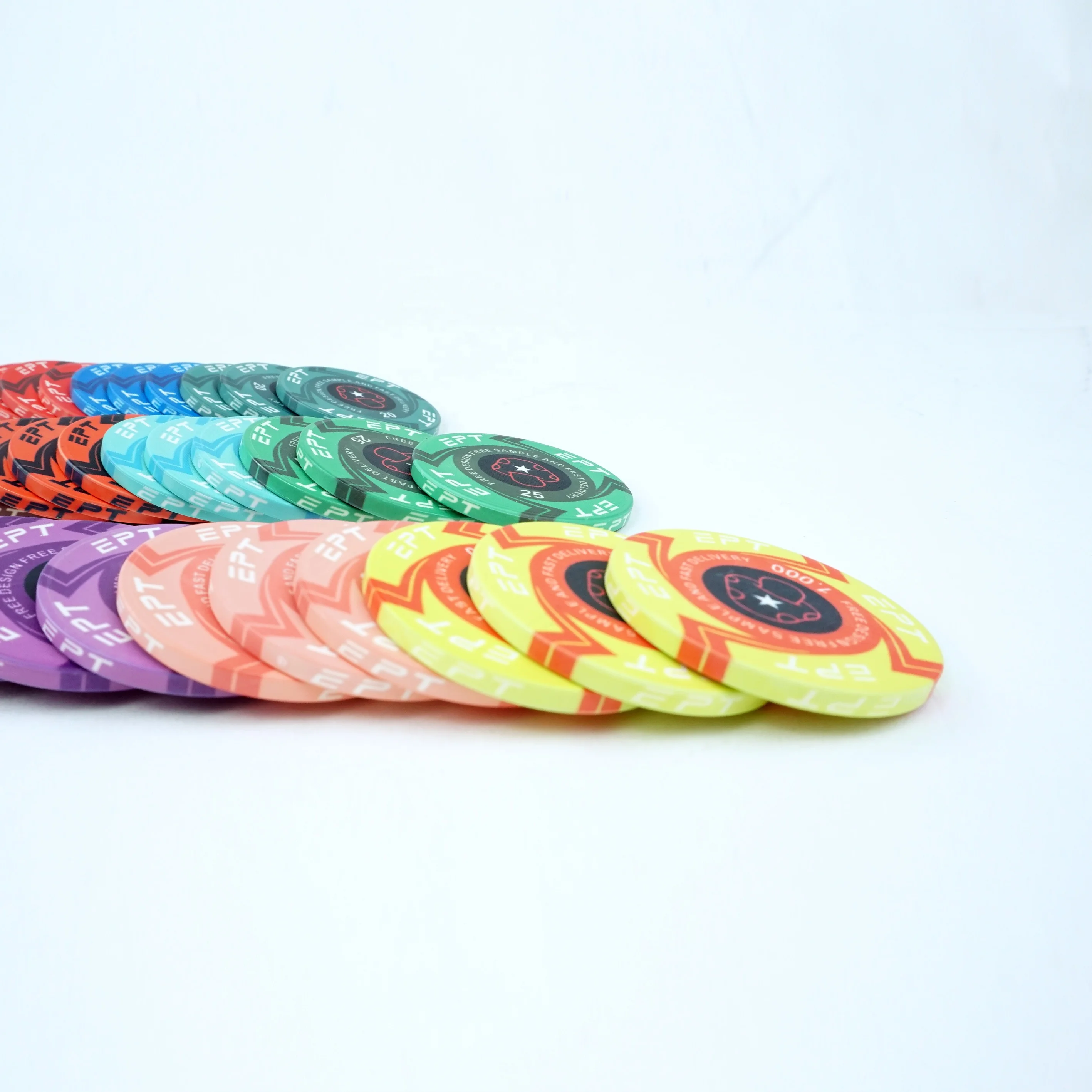 
Factory Price Casino Poker+chips Ceramic Material EPT Chip Poker 39*3.5mm With No Value For Sale 