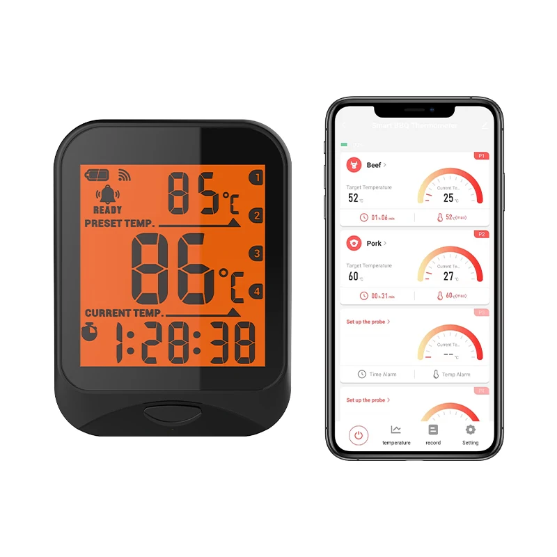 Wireless Digital Blue tooth BBQ Meat Cooking Thermometer with Free Ios Android APP