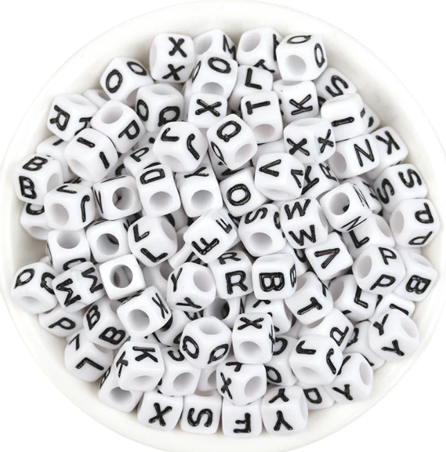 100pcs/pack English letter bead  Solid Alphabet Acrylic Beads Big Hole Silicone Beads for Handmade Making
