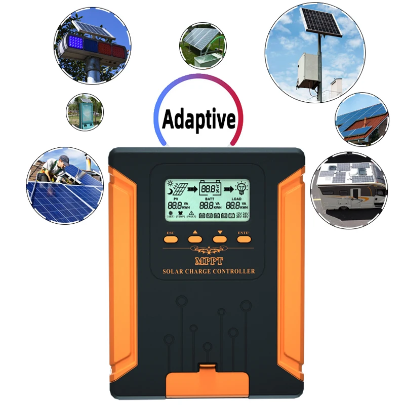 MPPT 60A 80A 100A Solar PV Regulators 12V 24V 36V 48V AUTO solar charge controller Solar PV Battery Charger with LCD & Dual USB